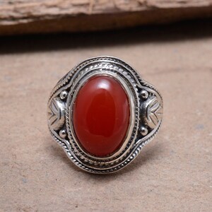 Coral Gemstone Ring, 925 Sterling Silver Ring, Chain Ring, April Birthstone Ring, Leaf Designer Ring, Propose On Valentine Day Gifts, Rings