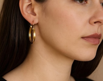 Classic Gold Hoop Earrings, Lightweight Everyday Hoops, Minimalist Statement Jewelry, Handmade Gift for Women