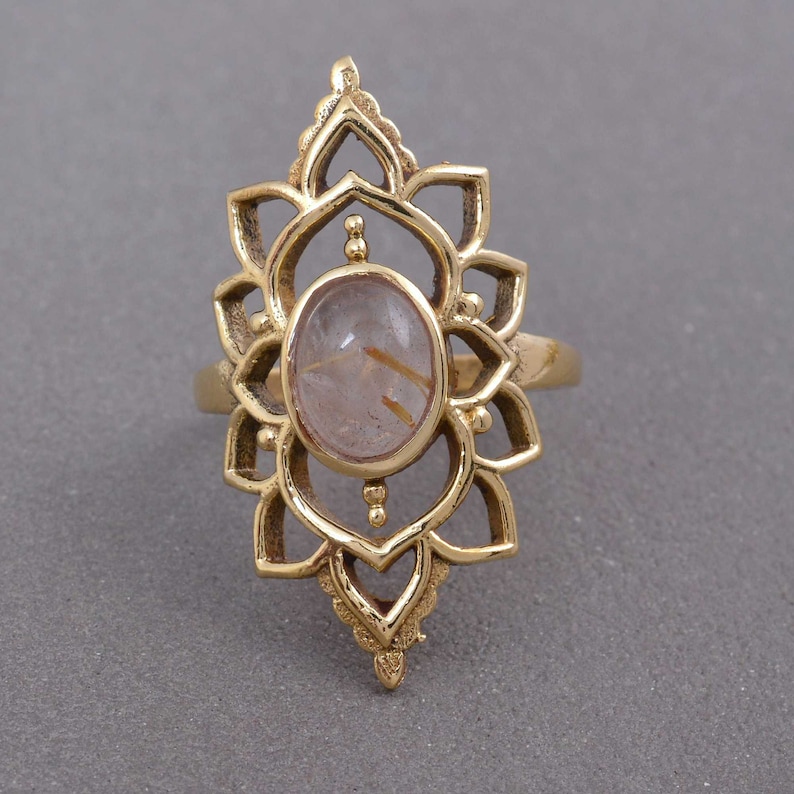 Moonstone Gemstone Ring,Gemstone Ring,Brass Ring,Handmade Ring,Statement Ring,Mes/'s Ring,Women ring,Gift For Her,Boho Ring,Vintage Jewelry