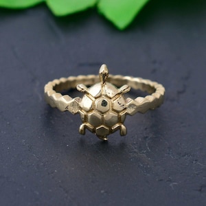 Tortoise Ring, Handmade Brass Ring Over, Sea Turtle Ring, 18K Gold Plating, Unisex Ring, Animals Ring, Personalized Ring,  dg -luuc.