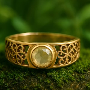 Boho Brass Gemstone Ring Setting | Vintage Filigree Adjustable Ring | DIY Stone Setting Ring | Handmade Jewelry Base for Gemstones