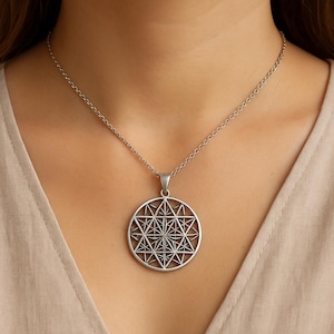 Sacred Geometry Star Necklace – Sterling Silver Merkaba Pendant, Spiritual Jewelry, Metatron Cube Inspired Healing Talisman Gift