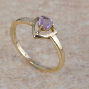 18k Vermeil Amethyst Ring, Minimalist Ring, Solitaire Ring, Promise Ring, Amethyst Jewelry, Engagement Ring, Modern Ring, Valentine Gifts