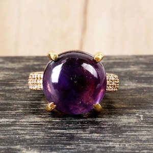 Amethyst Ring, Gemstone Ring, 18k gold Ring, Natural Amethyst Ring, Handmade Ring, Statement Rings, Boho Rings, Amethyst Jewelry, Gift Ring