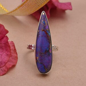 Oyster Copper Turquoise Solid 925 Sterling Silver Ring For Women, Handmade Mix Oyster Oval Stone Ring For Wedding Anniversary Gift For Her