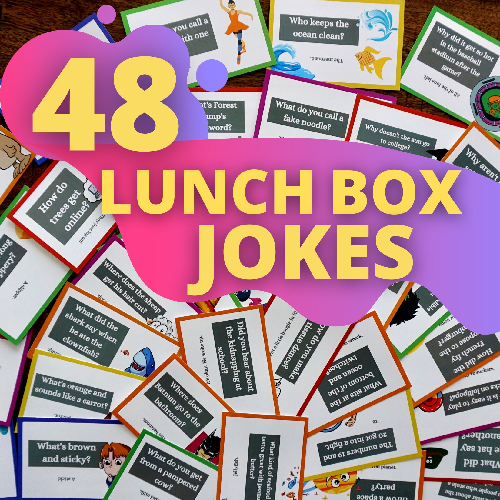 48 Printable Lunch Box Jokes for Kids Parent Gift Instant Etsy
