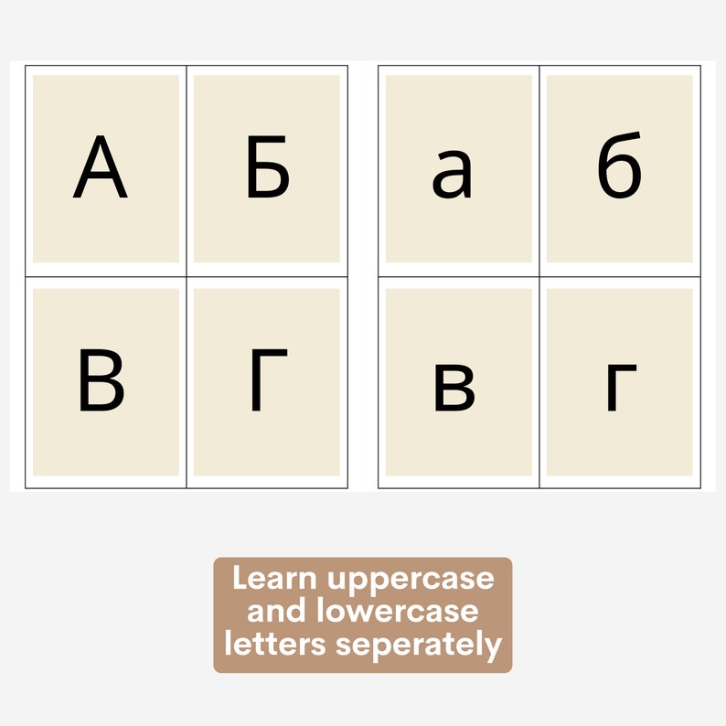 Minimalist Serbian Cyrillic Alphabet Printable Flashcards, Letter Cards ...