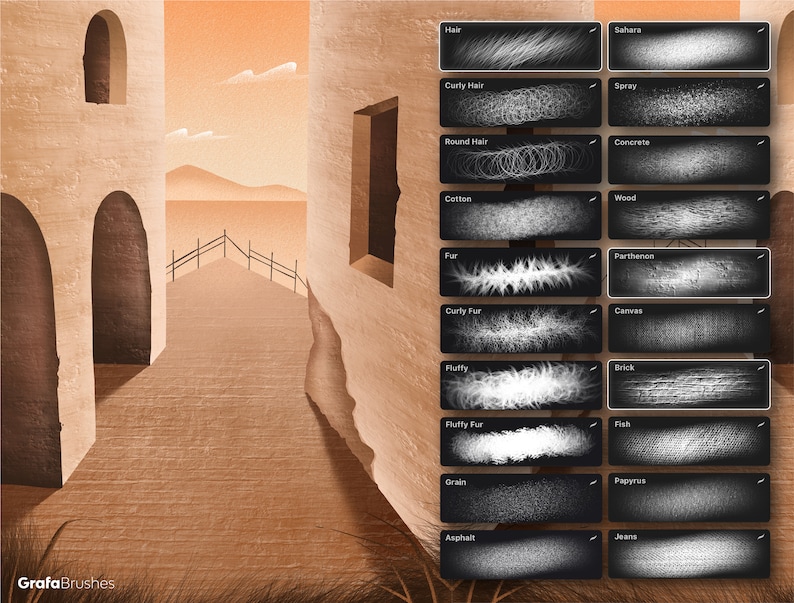 Hair & Texture Brushes for Procreate Etsy