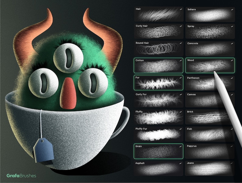 Hair & Texture Brushes for Procreate Etsy