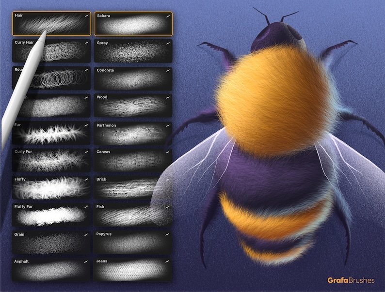 Hair & Texture Brushes for Procreate Etsy