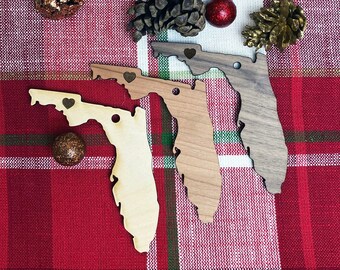 Florida State Ornament , Home State Gift,Housewarming Gift, Personalized Gifts, Laser Cut Ornament,Stocking Stuffer,Wooden State Ornament,