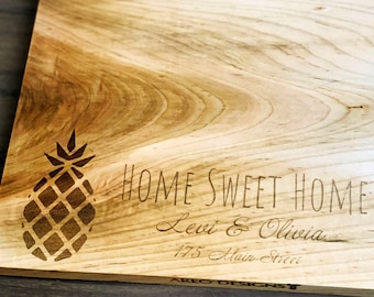Wood Cutting Board,Personalized Board,Custom Gift,Housewarming Gift,Wedding Gift,Closing Gift,New Home Gift,Couple Gift,Pineapple Welcoming