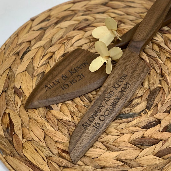 Engraved Cake Serving Set,Wedding,Anniversary Gift,Wooden Knife And Server With Box,RusticSet,Wedding Cake Cutting Set,Farmhouse,Bundle Gift