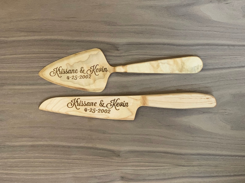 Engraved Cake Serving Setweddinganniversary Giftwooden Etsy