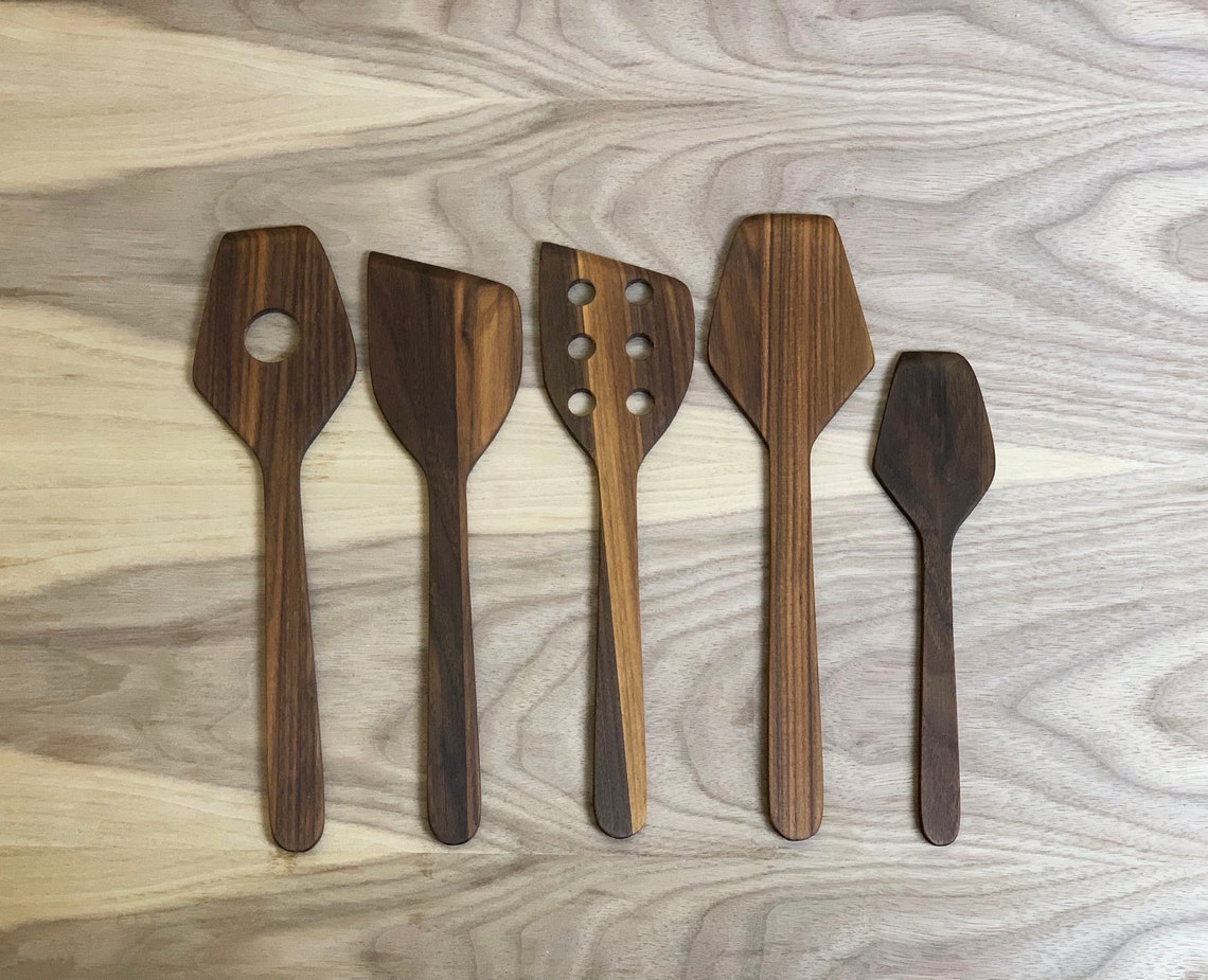Wooden Angled Spatula Laser Engraved Personalized Utensil Etsy