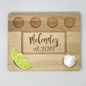 Personalized Tequila Shot Flight Board With Lime Wedge & Salt Holders,Bachelor or Bachelorette Gift,Housewarming Party Gift,Last Name Board