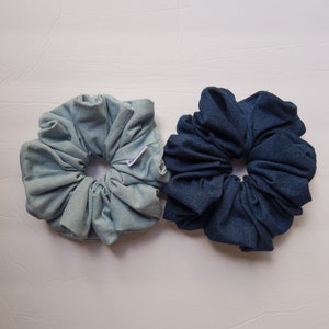Denim Scrunchie - Regular Size or Extra Large - Hair Accessory - Elastic