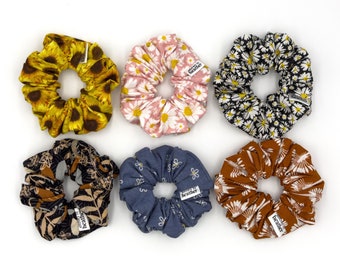Floral Scrunchie - Two Sizes - Regular - Oversized/Extra Large - Hair Accessory - Elastic
