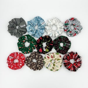 Christmas Winter Cotton Collection Scrunchie - Two Sizes - Regular Extra Large XL - Hair Accessory - Elastic