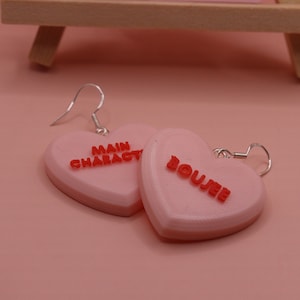 Valentines Candy Heart Earrings Custom Text