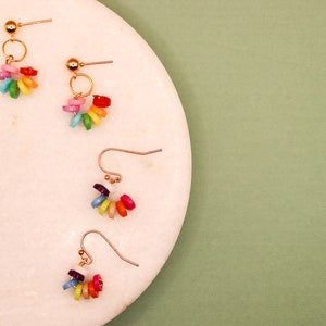 Rainbow Earrings, Colourful Earrings, Cute earring gift, Trending Earrings, Novelty Earrings, Button Earring, Gold earrings, Stud Earrings