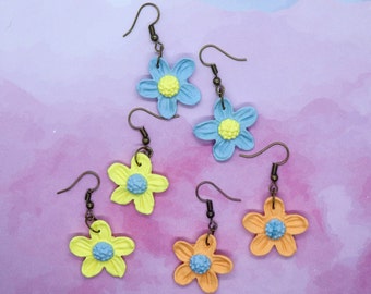 Flower Earrings, peach earrings, 70s Jewellery, 60s earrings, groovy earrings, flower, flower power earrings, retro flower earring, stocking