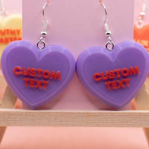 Personalized Candy Hearts | Candy Heart Earrings with Custom Text