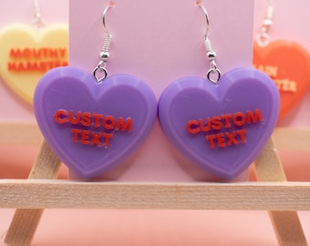 Personalized Candy Hearts | Candy Heart Earrings with Custom Text
