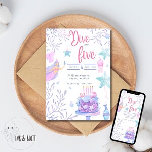 Mermaid Birthday Party Invitation | Digital Editable Template | Under the Sea Theme