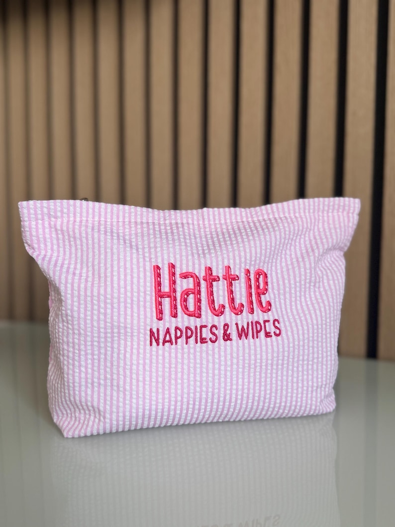 Personalised Baby Bag Pouch | Custom Name Nappy Organiser | Baby Shower Gift | Hospital Bag Essential | Embroidered Baby Gift Bild 4
