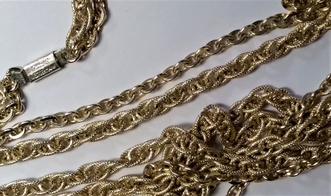 Vintage West Germany Goldtone multistrand chain necklace Etsy