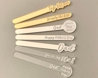 Palitos de bolo personalizados para o Dia dos Pais: decorações de acrílico para bolos pop