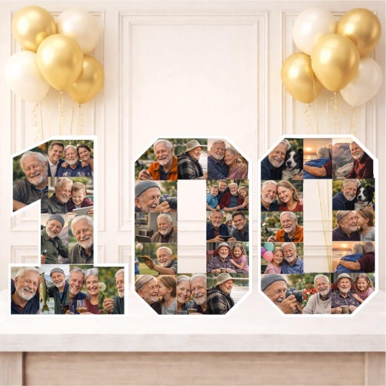 photo collage in the shape of 100
