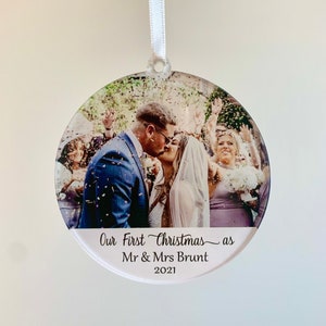 Newlyweds' First Christmas: Personalised Photo Bauble