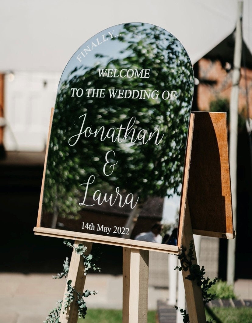 Placa de boas-vindas para casamento espelhada - Acrílico espelhado - 800 x 600