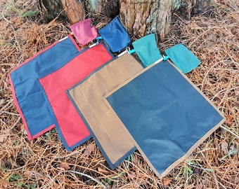 Waxed Canvas Ground Mat/Sitting Mat, Double Layer, Waterproof, Pocket Sized, Gift for Hiker, The Outdoors