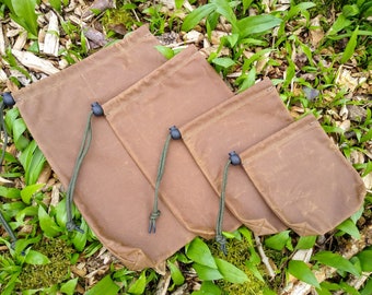 Bushcraft Waxed Cotton Bag, Canvas Foraging Bag, Waterproof Waxed Canvas Wet Bag - Tan, Gift for the Outdoors Adventurer, Hiker, Fisherman