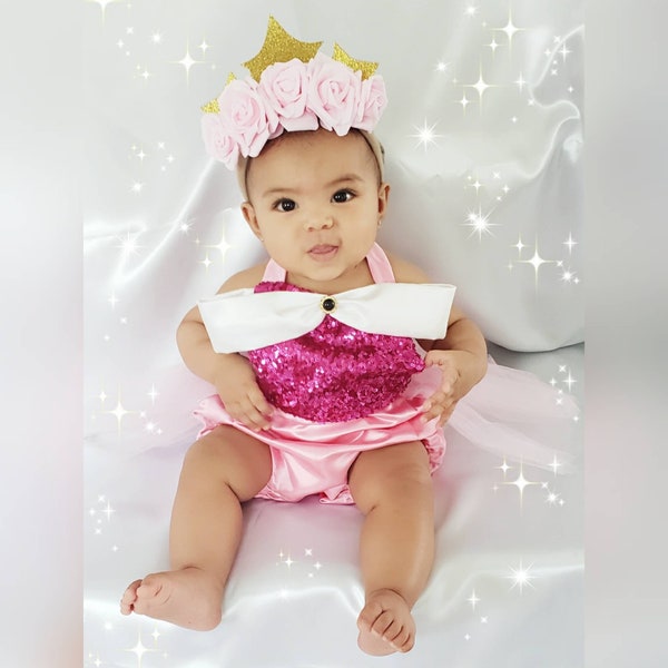 Sleeping Beauty Princess Aurora Inspired  Tutu Romper / Note: Headband and Accessories Not Included