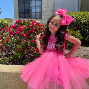 Neon Pink B Doll Dress / **Customizable / Hot Pink Dress / Doll Girl Costume / Note: Headband and Accessories Not Included