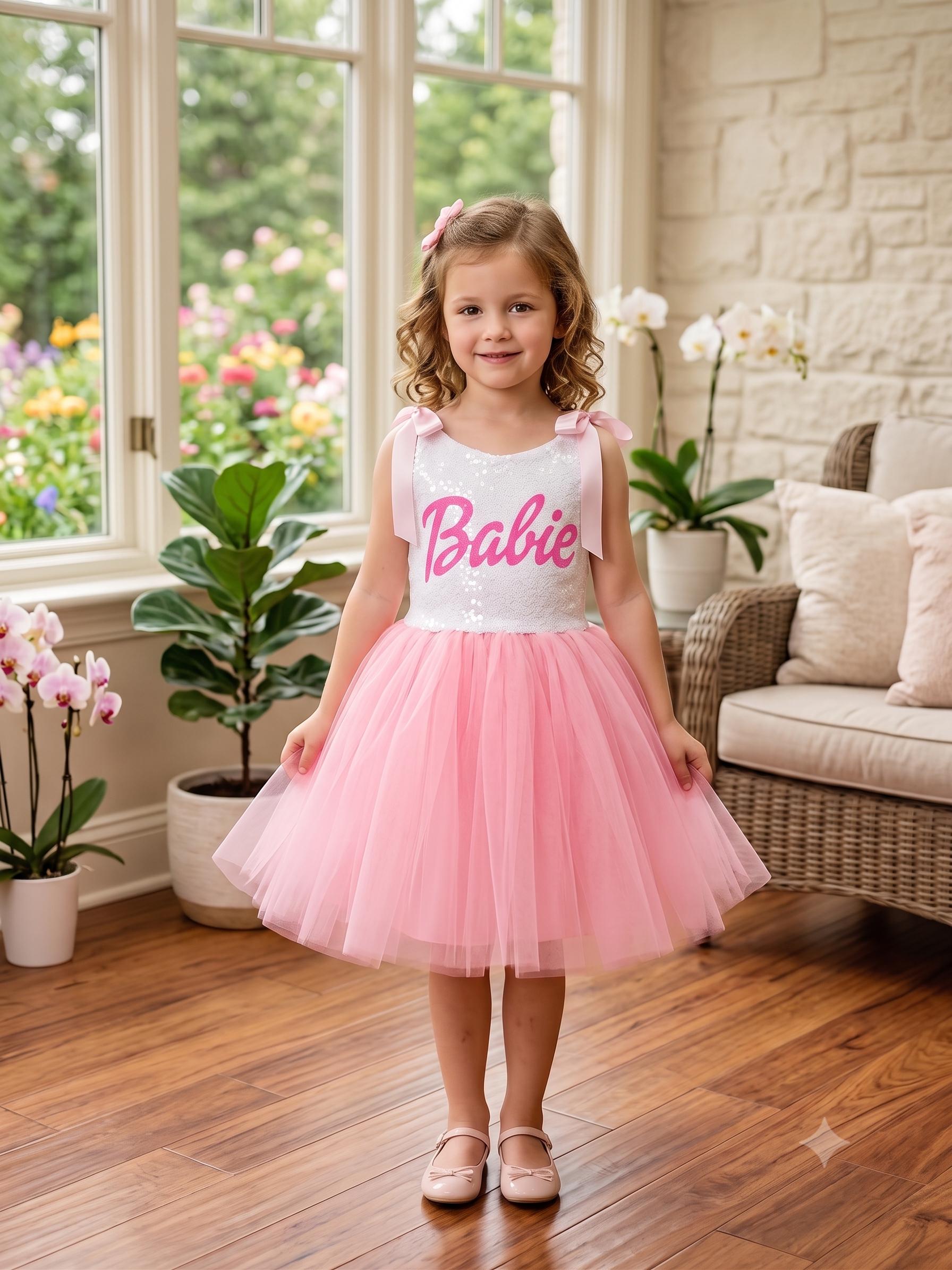 Neon Pink B Doll Dress/ Hot Dress/Girl Costume Summer Note Headband & Accessories Not Included
