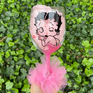 Betty Boop, Betty Boop Wine Glass, Betty Boop Cup, Wine glass, Cartoon