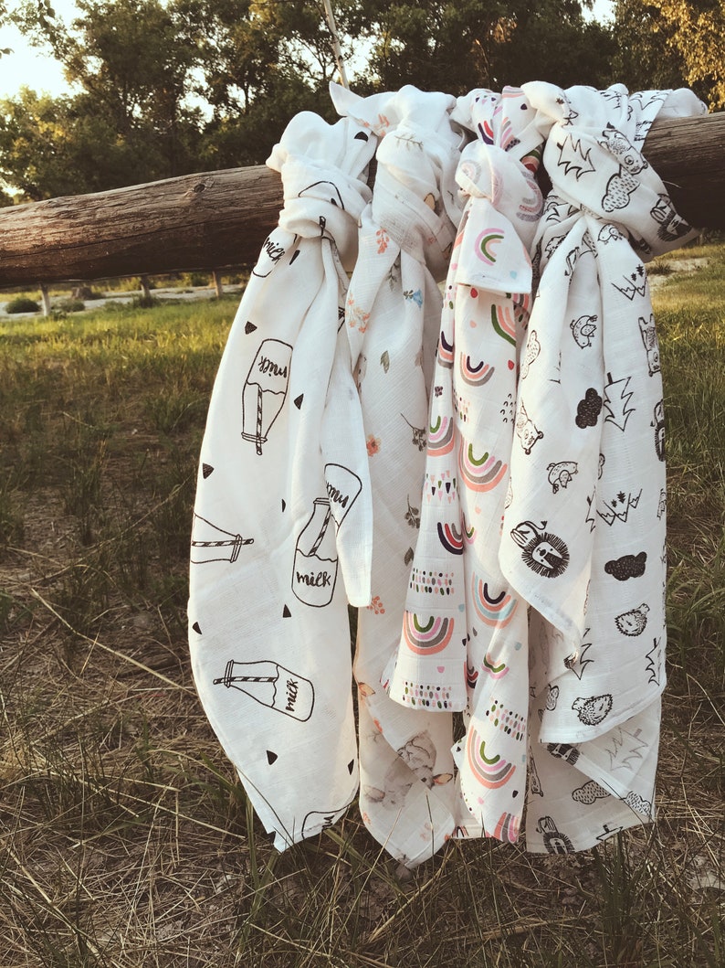 Organic Rainbow Muslin Baby Swaddle Blanket Ultra Soft Etsy