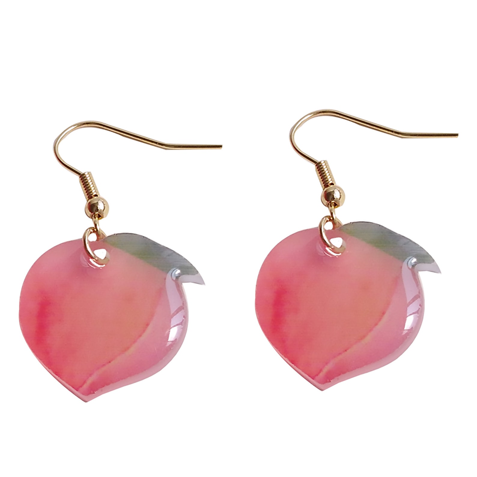 Peach Earrings Peach Acrylic Earrings Peach Pearl Gold Hook Etsy UK