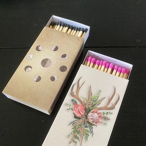 Designer Matches * Moon Phase * Floral Antler* Colored Matches * Large Matches
