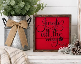 Hand Painted Jingle All The Way Wood Sign, Farmhouse Christmas Decor