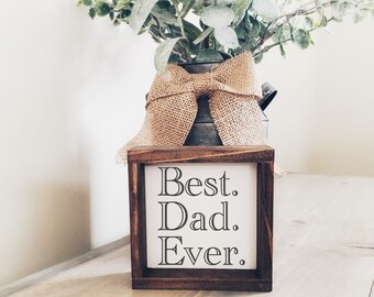 Letrero de madera "El mejor papá del mundo", decoración de escritorio para el Día del Padre.