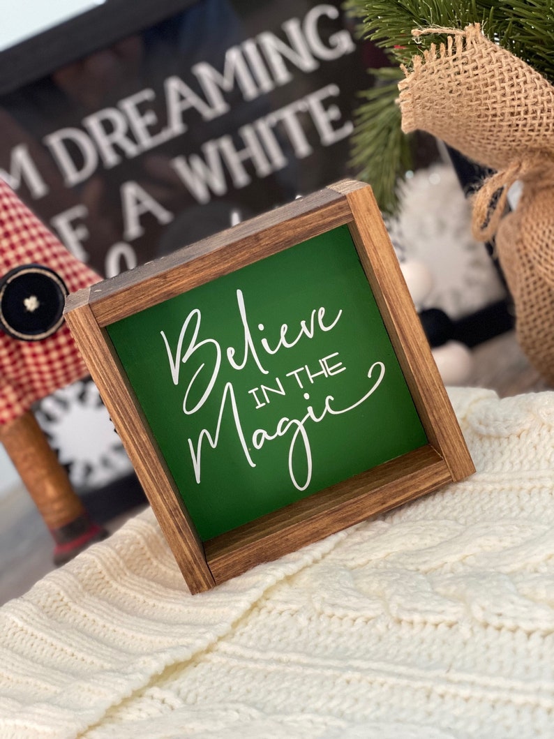 Mini Tiered Tray Wood Signs in Either Red or Green Believe in Etsy