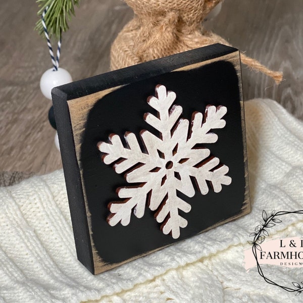 Distress Wood Snowflake Sign, Snowflake, Snowflake Tiered Tray, Distressed Snowflake, Winter Décor, Christmas Tiered Tray, Gift for Her