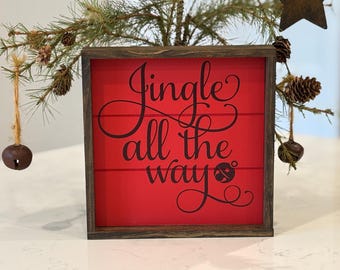 Hand Painted Jingle All The Way Wood Sign, Farmhouse Christmas Decor