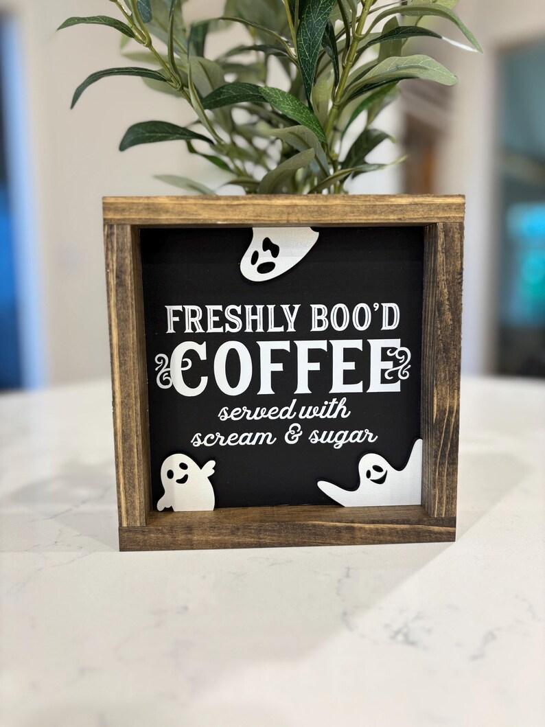 Freshly Boo'd Coffee Sign, Boo Ghost Coffee Bar Frame Sign, Boo'd ...